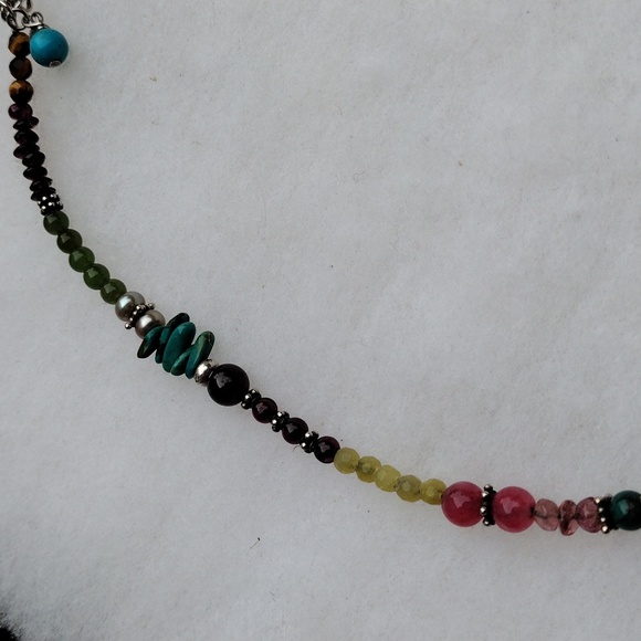 Artisan Sterling Silver Multi Tourmaline Gemstone Necklace - Picture 4 of 8